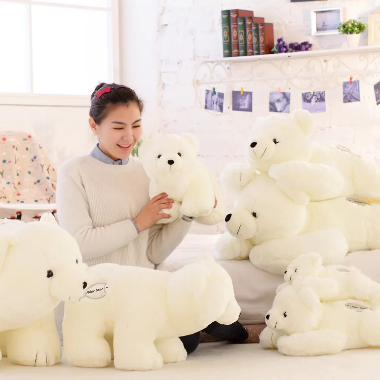 

stuffed toy white polar bear plush toy standing or prone polar bear soft doll throw pillow , birthday gift t6888