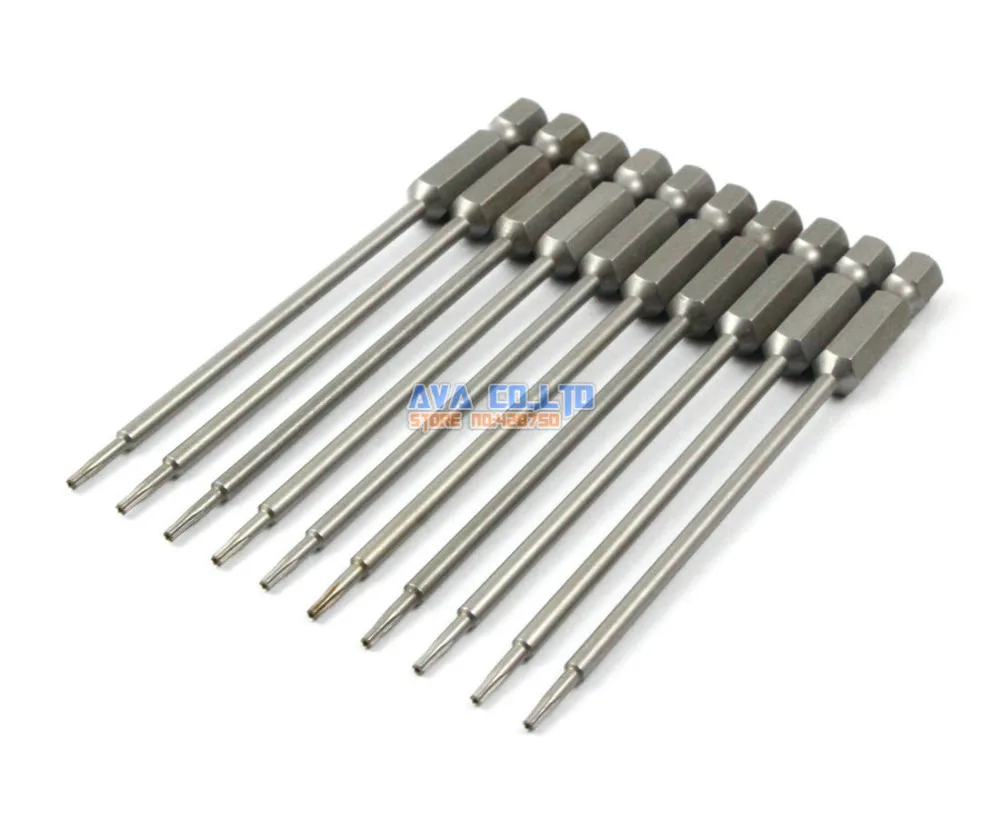 10 Pieces Magnetic Security Torx Screwdriver Bit S2 Steel 1/4