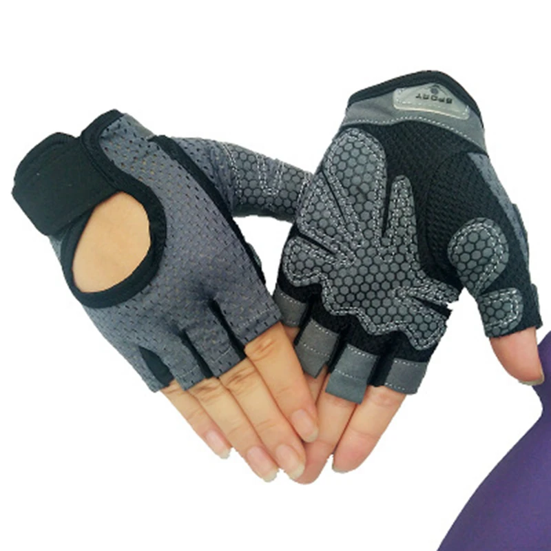 1 Pair Men Women Gym Half Finger Sports Fitness Exercise Training Wrist Gloves Anti-slip Resistance Weightlifting Gloves