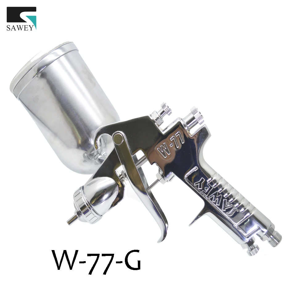 SAWEY High Performance W-77-G HVLP Gravity Feed Spray Gun Silver Nozzle Size,1.5/2.0/2.5/3.0mm,FREE SHIPPING