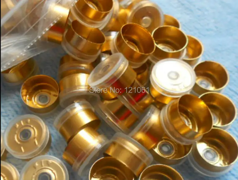 13mm Aluminium and Plastic Cap,200pcs/lot! Clear-Gold pharmaceutical caps,Plastic Top,Aluminium tops for crimp glass vial