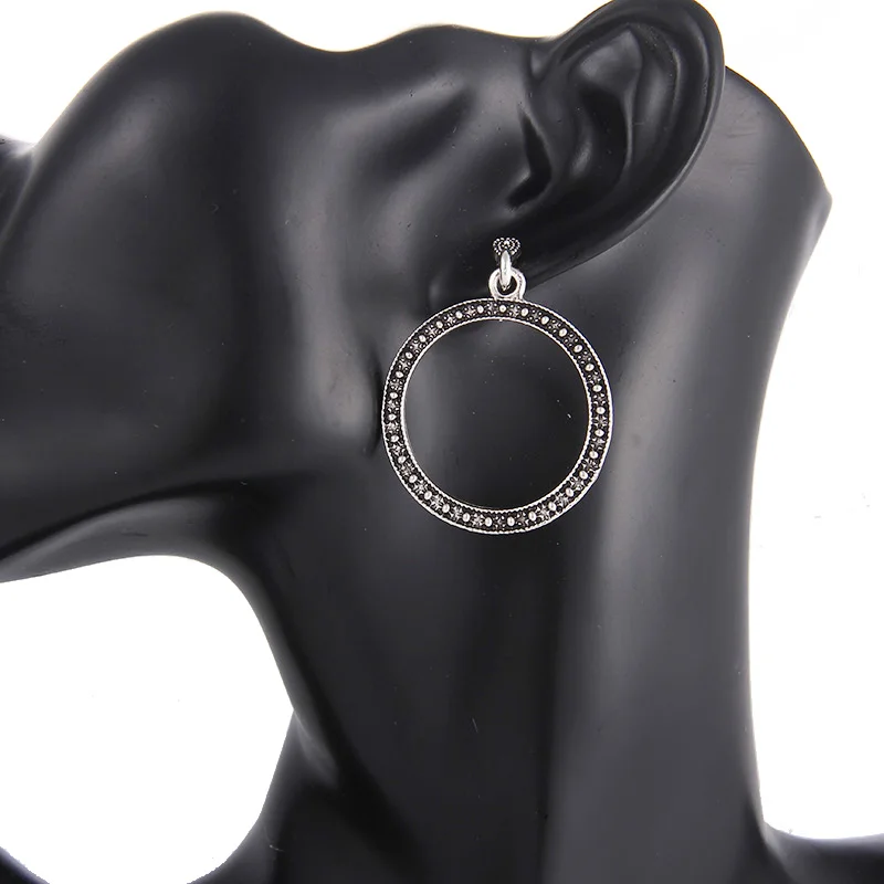 RscvonM Vintage Trendy Silver Color Hoop Earrings For Women Bohemian Statement Geometry Round Creole Earring Pierce Jewelry