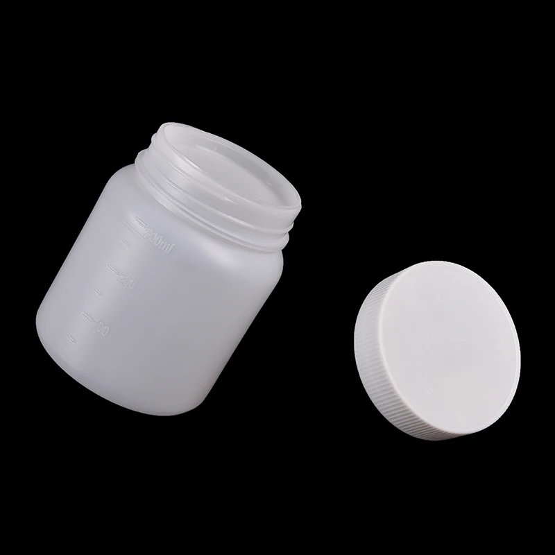 300mL White Plastic Wide mouth Bottle  Laboratory Chemical Storage Case