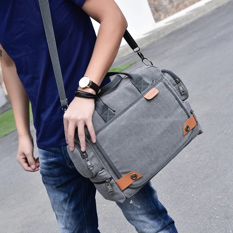 Bolsos cruzados de lona para hombre, bandoleras masculinas de estilo mensajero, informales, de viaje, grandes, color gris