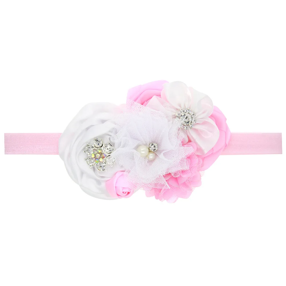 1 Pieces Baby Girl Headband Infant Hair Accessories Newborn Headwrap Toddler Bandage Crystal Headwear Flower Rose Photo Props