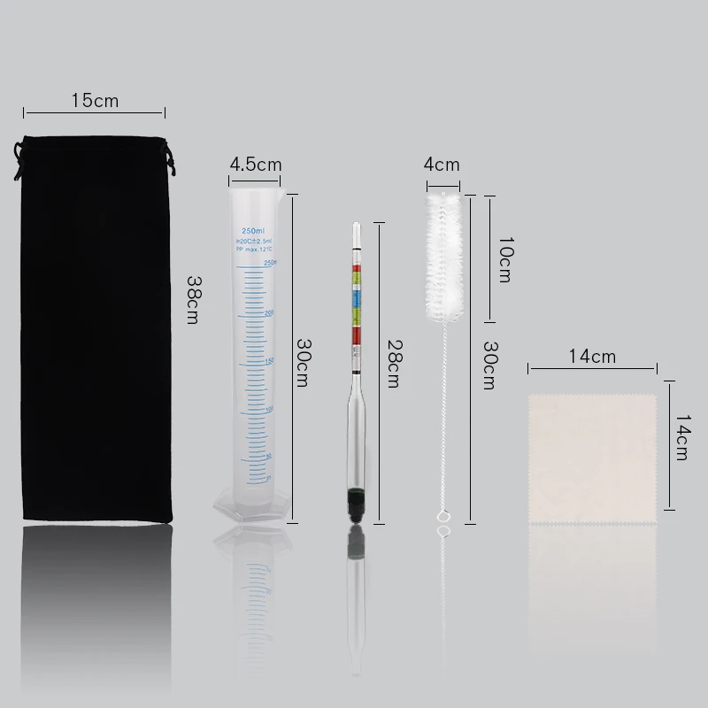 Hydrometer & Plastic Test Jar,Triple Scale Hydrometer,Specific Gravity ABV Tester  For Wine Beer Mead And Kombucha