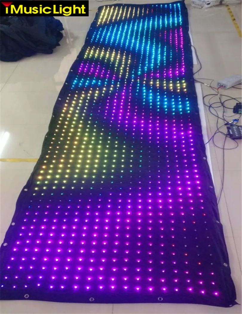 

P6 110 cm by 500 cm led star vision curtain /fabric led video curtains led video cloth DMX control with SD Card