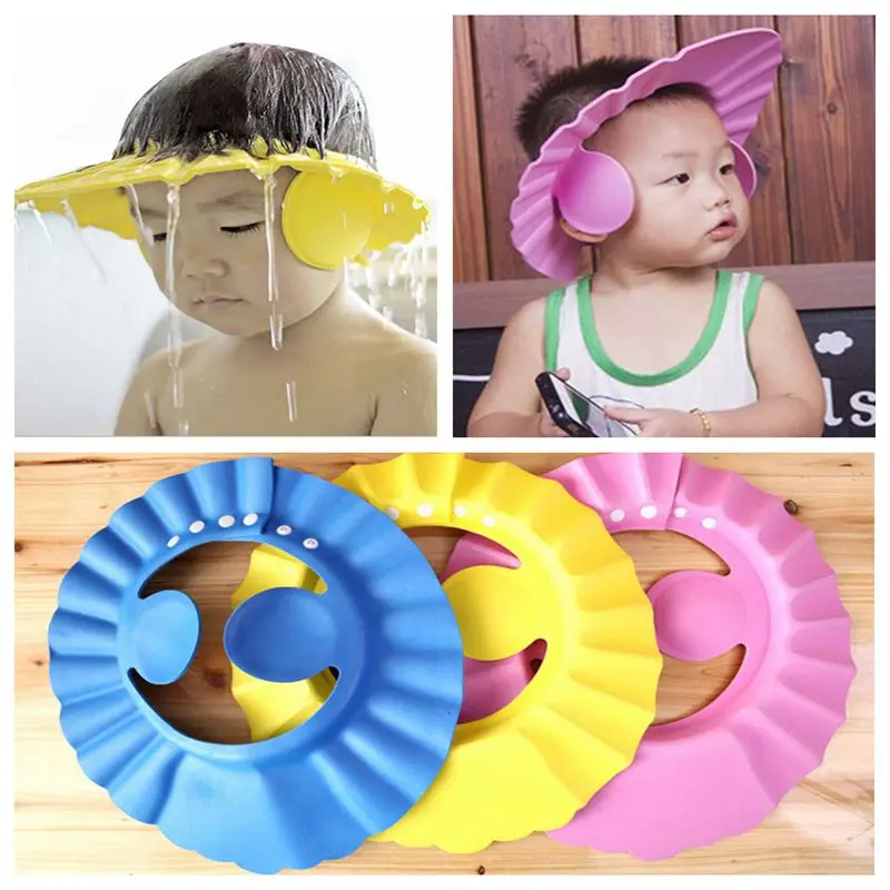 Gorro de baño suave para bebé, gorro de ducha con champú para niño, gorro de baño ajustable con visera