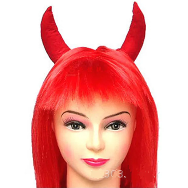 Synthetic Hell Devil Cosplay Headwear Halloween Demon Anime Costumes Carnival Christmas Purim Stage Show Nightclub Party Dress