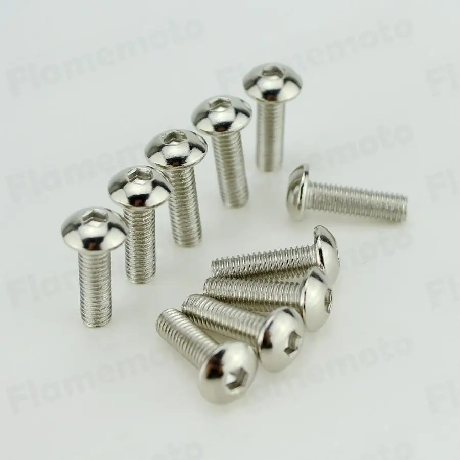Motorcycle Steel Bolts Screw Chrome 6 x 20mm 10pcs For Harley Touring Dyna Softail Sportster Custom Universal