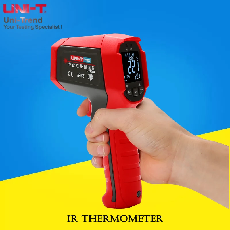 UNI-T UT309A/UT309C/UT309D/UT309E IR Thermometer; IP65 waterproof/dustproof infrared thermometer/data storage/°C/°F selection