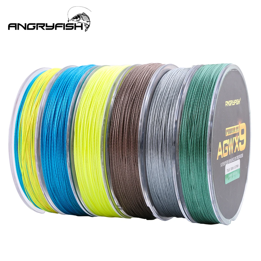 ANGRYFISH 9 Strands 300m Super PE Braided Fishing Line 6 Colors Strong Line