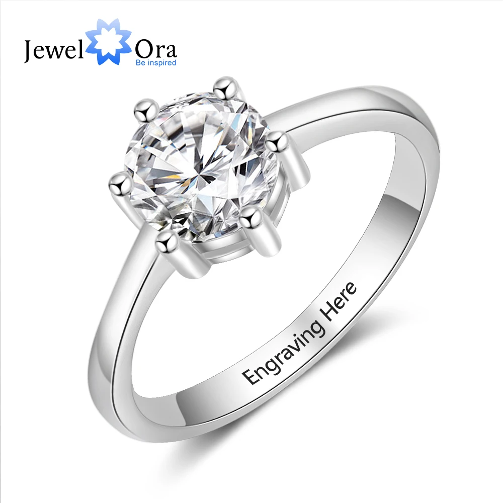 

Personalized Gift Engraved Name Silver Color Wedding Rings for Women Anniversary Valentines Jewelry (JewelOra RI103761)