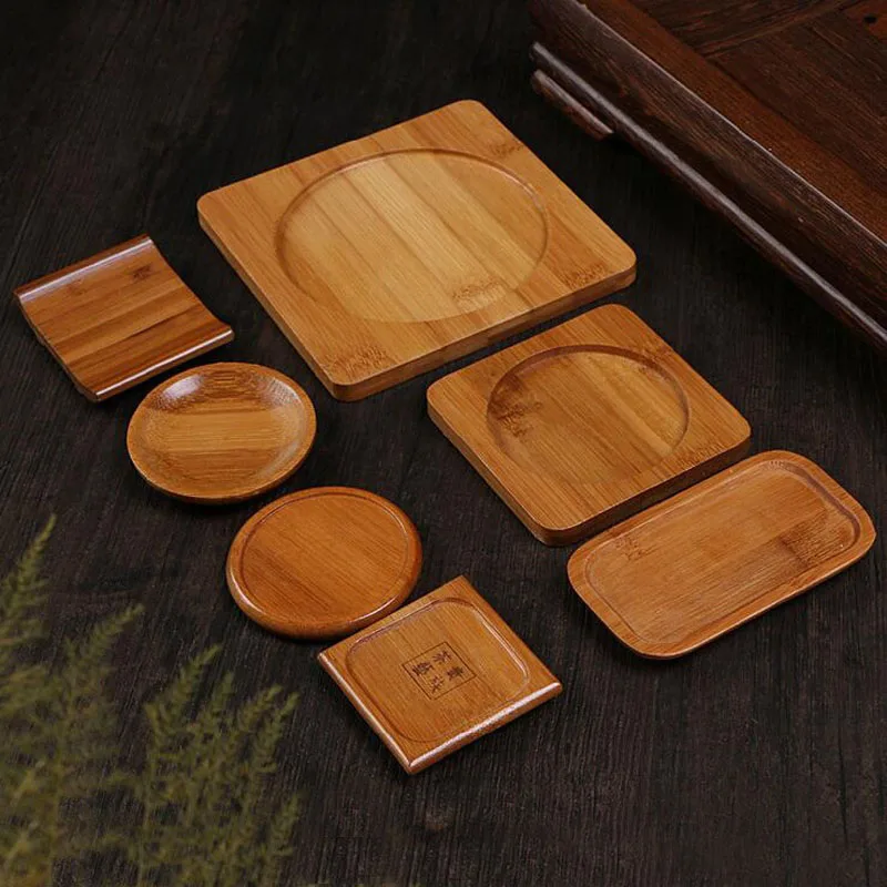 100pcs Natural Bamboo Cup Mat Classic Tea Tray Pad Square Bowl Teapot Table Pad Coastier Kung Fu Tea Accessories ZA5522