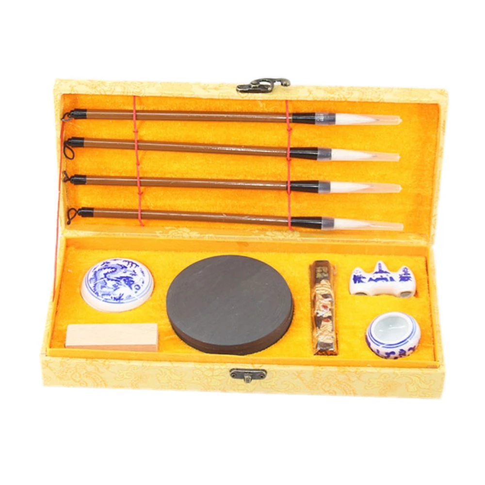 10Pcs Chinese Traditional Calligraphy Set for beginners Scholar\'s Four Jewels Regular Script Calligraphy Writing Brushes pen Set