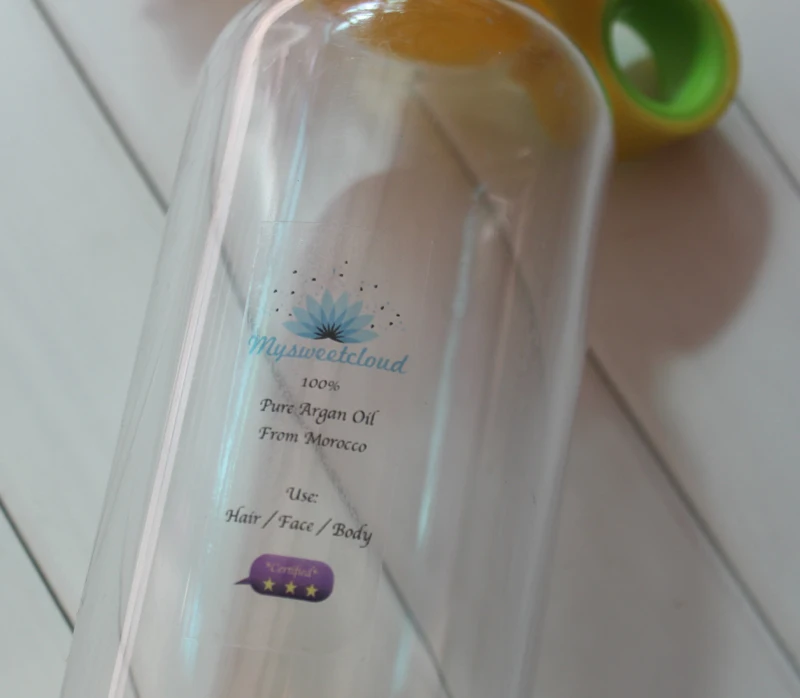 oil glass bottle/plastic bottle,food plastic bag/hair packing/packaging custom content logo printed transparent pvc stickers