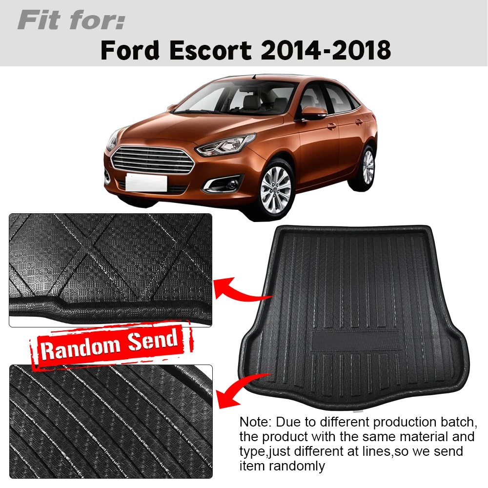 Buildreamen2 Car Accessories Trunk Mat Rear Tray Boot Liner Floor Cargo Mud Carpet Pad For Ford Escort 2014 2015 2016 2017 2018