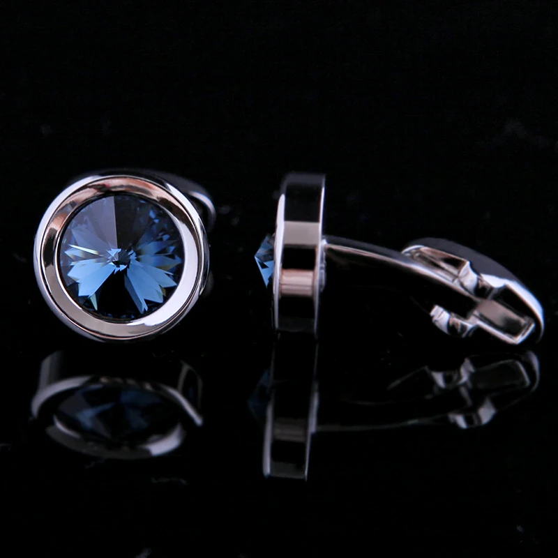 KFLK Jewelry shirt cufflink for mens Brand Crystal Cuff links Wholesale designer Buttons french High Quality Round guests