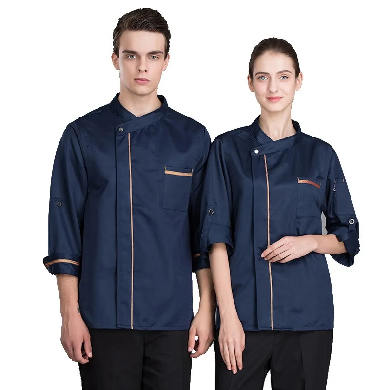 Traje de Chef de manga larga para hombre y mujer, uniforme de talla grande, para Hotel, comedor, cocina, hornear, ropa de restaurante, H2046