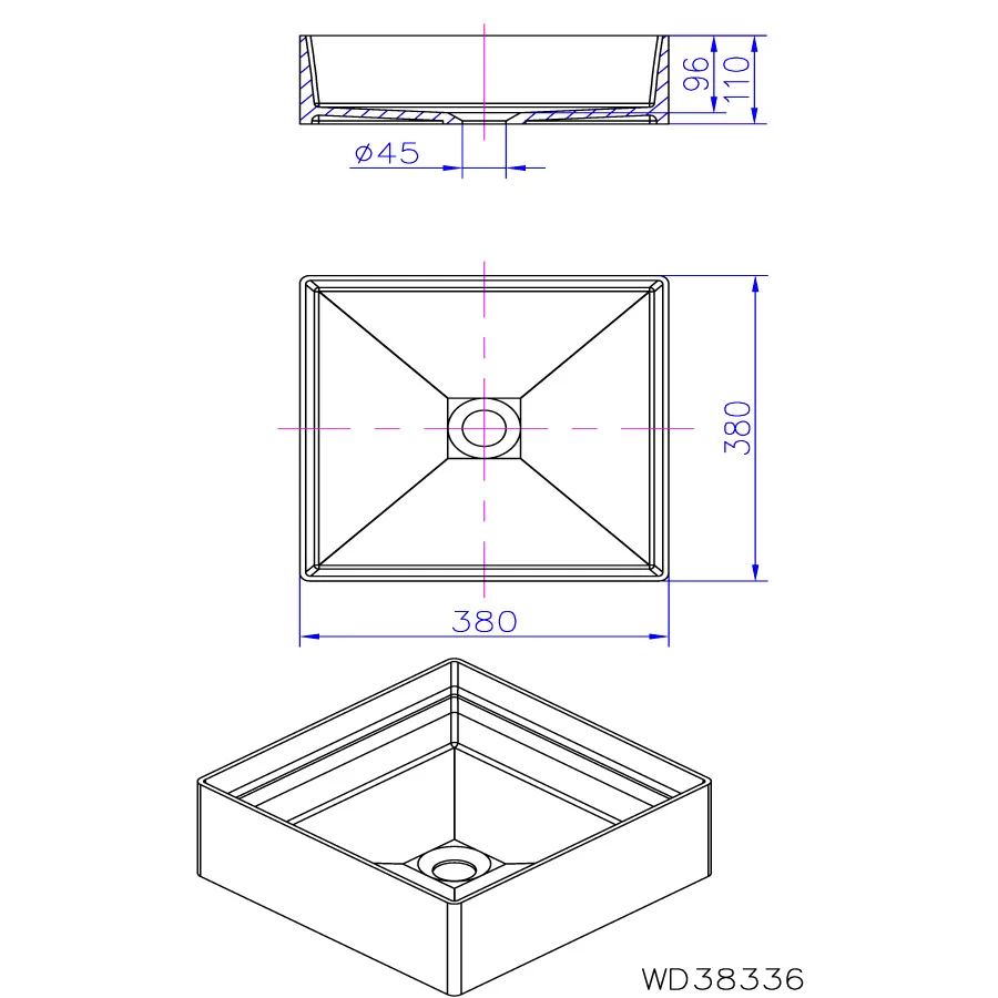 Square Solid Surface Stone Counter Top Vessel Sink Fashionable Corian Washbasin RS38336-495A