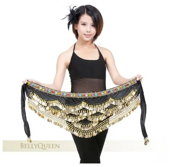 

New Style coins belly dance waist chain hip scarf bellydance belt, 9 colors for your choice