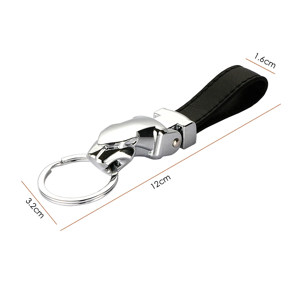 Car-Styling Luxury Leopard Head Genuine Leather Key Chain Key Rings Holder Metal KeyRing Keychains for Jaguar F-PACE XJ XE XF