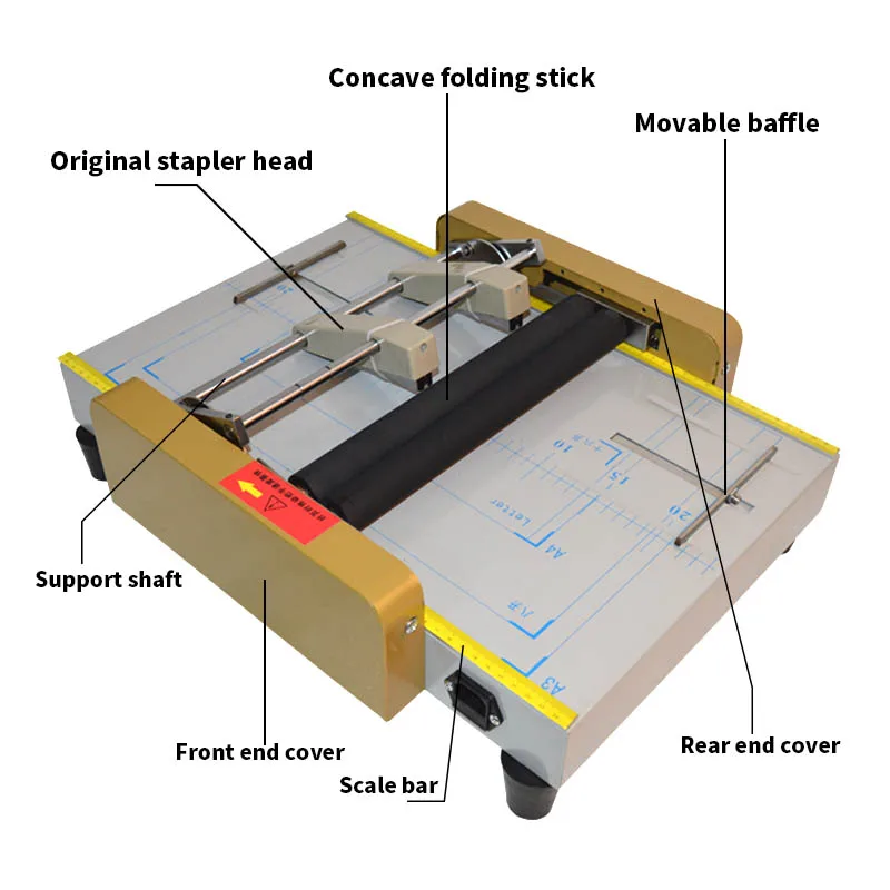 Imagem -05 - Grampeador Elétrico e Vincando Máquina Cartão Folding Machine Páginas de Cores Máquina Tracejada a3 220v 1pc