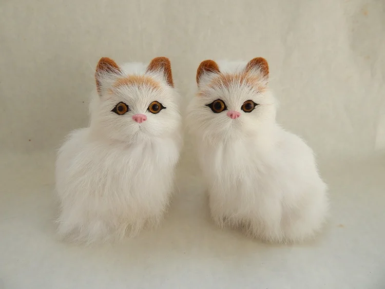 a pair new small simulation yellow head cat doll polytene & fur sittting cat home furnishing gift 11x5x6.5cm