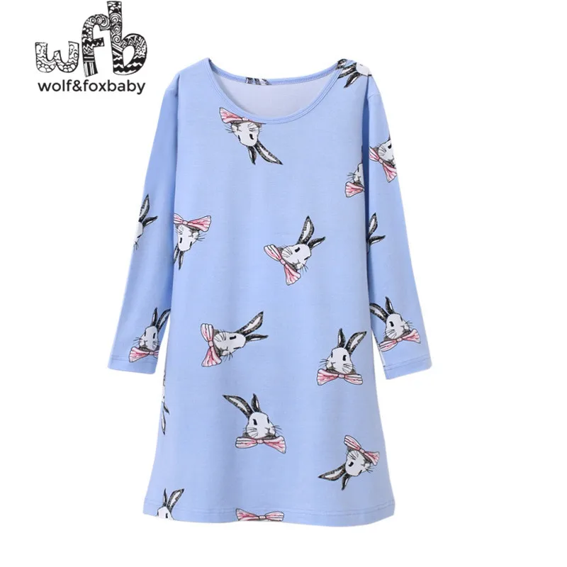 Retail 4-14 years long-sleeves cotton children\'s home wear nightdress girl baby pajamas autumn fall spring cartoon