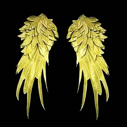 Stylish Golden Embroidered Angel Wings Patch Shoulder Decorations Venise Lace Applique DIY Halloween Costume Applique