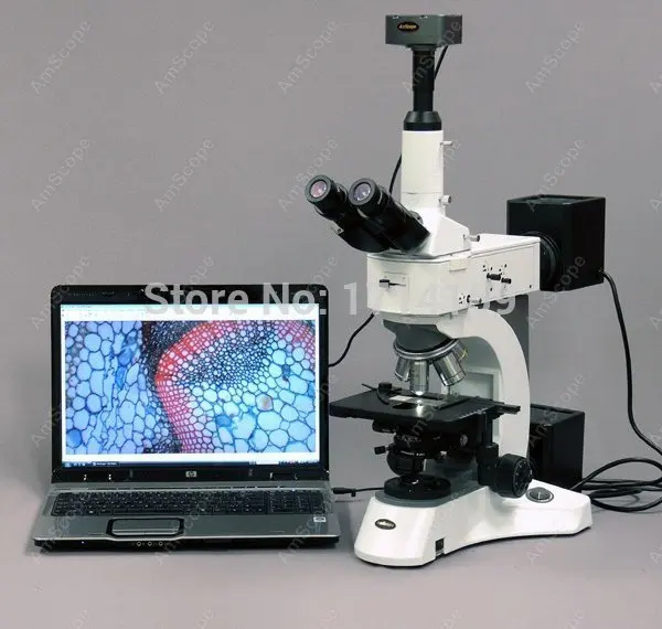 Metallurgical Microscope--AmScope Supplies 50X-2500X Darkfield Polarizing Metallurgical Microscope + 5MP Camera