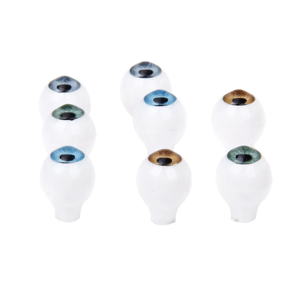 Pack of 4 Pairs Round Acrylic Doll Eyes Eyeballs 8mm Brown Blue Green Tan