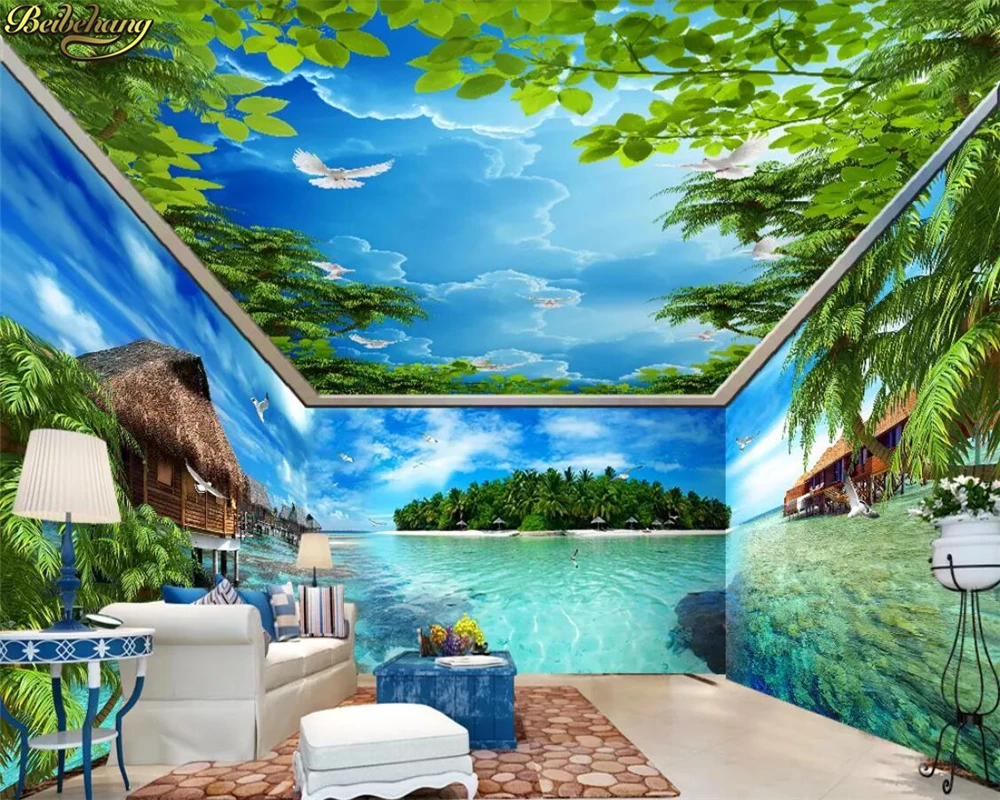 beibehang Custom wall paper Maldives sea landscape island full house wall papers home decor wallpaper for kids room 3d wallpaper