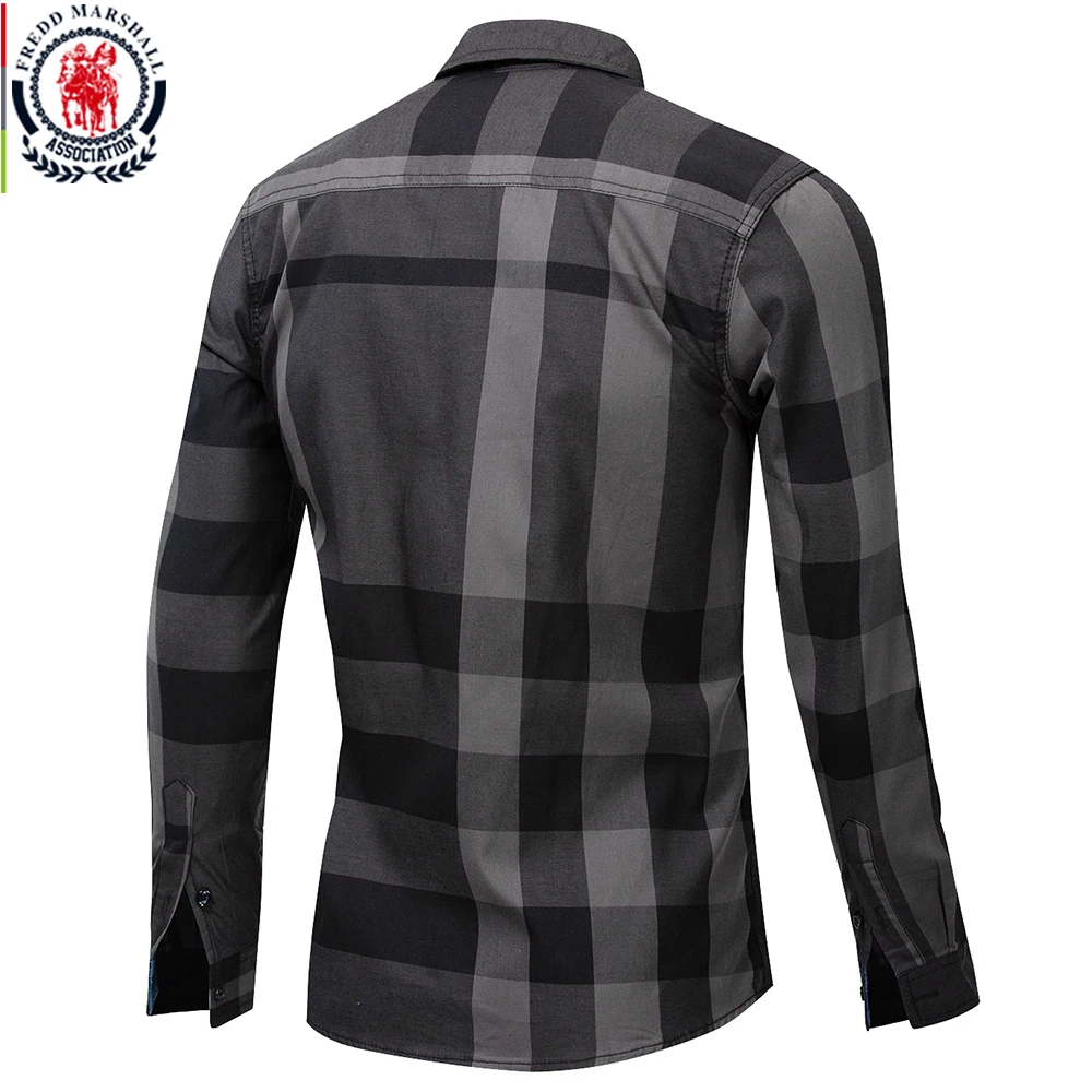 Fredd Marshall Men's Shirt 2023 Summer Fashion Plaid Shirt Men Long Sleeve Casual Slim Fit Shirts 100% Cotton Chemise Homme 199