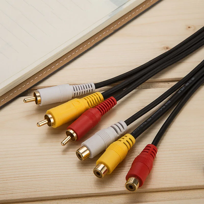 Hot 3RCA M/F 3RCA Male To 3 RCA Female Audio Cable Video DVD AV Cables RCA Adapter Connect Data 1.8M