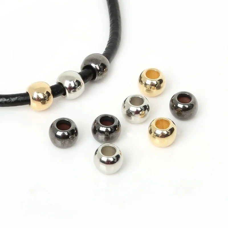 30-300pcs/lot CCB Acrylic Bail Beads Gold Silver Color Big Hole Spacer Beads 4/6/8/10/12mm For Jewelry Making Fit DIY Bracelet