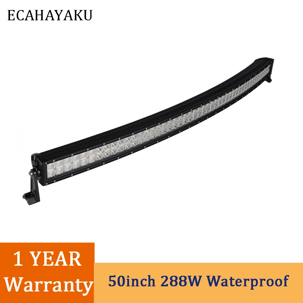 

ECAHAYAKU 50inch Curved LED Work Light Bar Waterproof IP67 288W Drive Combo Dual Bar for Jeep Offroad 4WD Truck Tractor Boat SUV