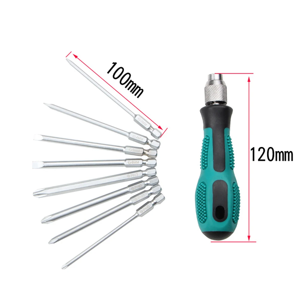 Chromium vanadium steel cross screwdriver set with magnetic replaceable tool head nut disassembly tool