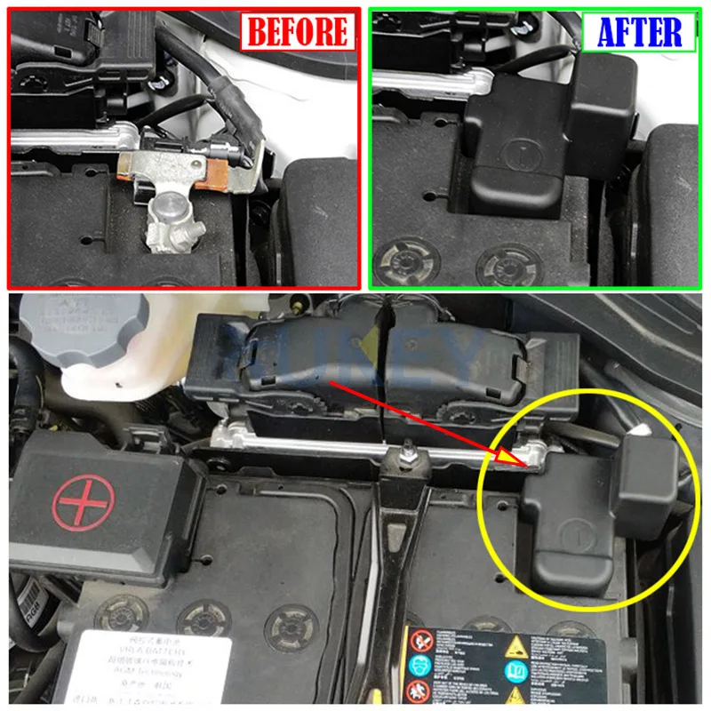 AX For Hyundai Elantra Avante AD 2016 2017 2018 ABS Engine Battery Anode Negative Cable Terminal Lid Cover Stickers Accessories