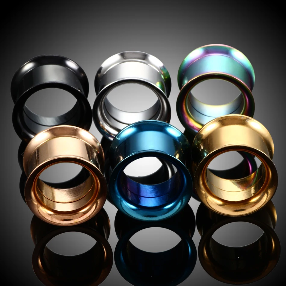 2Pcs Steel Colorful Anodized Double Flared Internally Thread Screw Fit Ear Flesh Tunnel Plug Ear Gauge Expander Piercing Jewelry