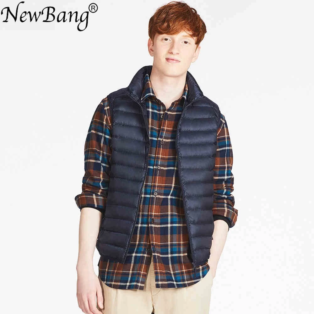 NewBang-Chaleco sin mangas ultraligero para hombre, chaqueta sólida sin mangas, impermeable, ligero, para invierno