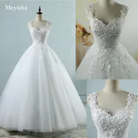 Vestido de novia personalizado ZJ9076 con tirantes finos, vestido de novia con perlas de tul blanco marfil para vestidos de novia, matrimonio 2025