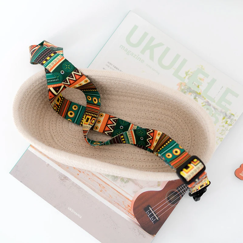 Guitar Ukulele Strap Ethnic Pattern Adjustable Nylon Clip On Ukulele Strap Belt Sling With Hook Ukulele Guitar Accessories