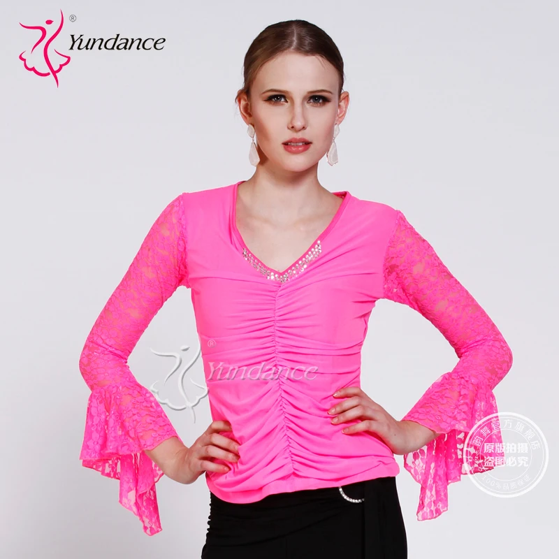 Customized Lady Latin Dancing Shirt Modern Dancing Shirt Long Sleeve Waltz Valse Tango Galop Fox Trot Social Dance Suit  B-2680