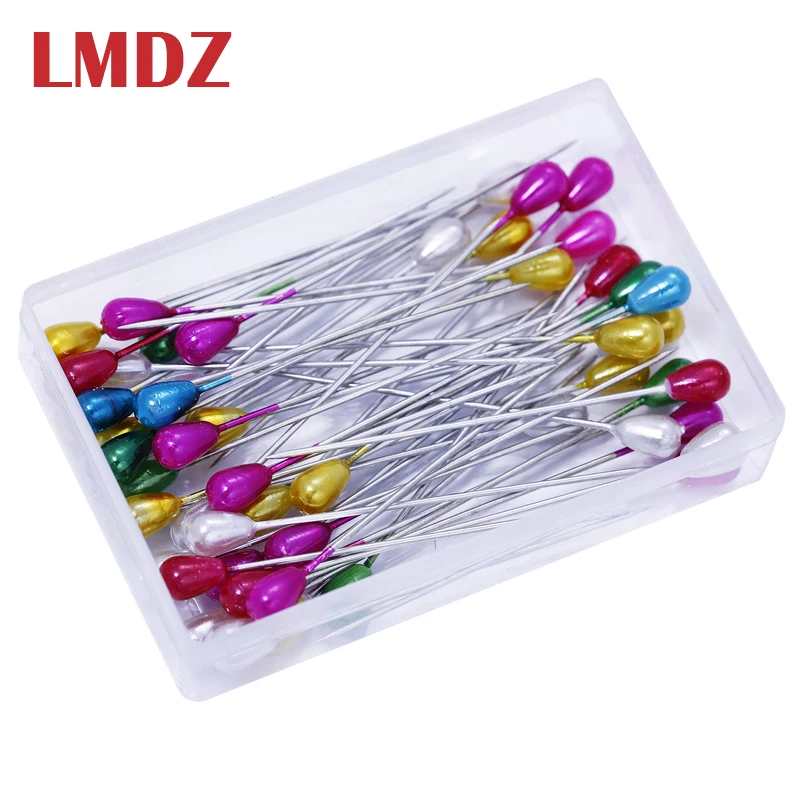 

LMDZ 100Pcs Extra Long Pearl Head Pin Straight Sewing Pins for Corsage Dressmaking Florists Sewing Pins with Plastic Box