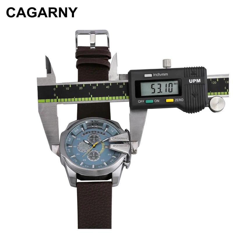 Luxury Brand Cagarny Mens Quartz Watches Men Military Wristwatch Leather Watchband Watch Date Clock Man Relojes Hombre D6839 New