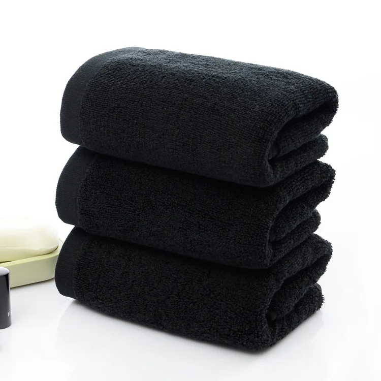 

drop shipping 3pcs/set 100% cotton solid black Man hand face towel toallas high quality face walsh cloth bathroom towels 35*75cm