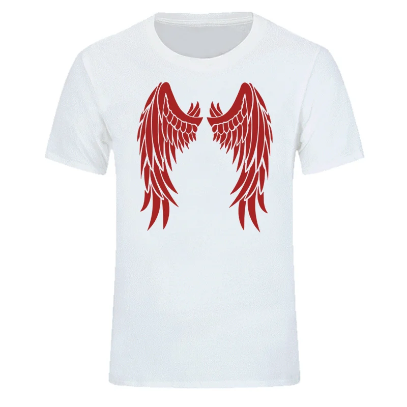 Angel Wings On Back T-shirt Fashion Men Short Sleeve T Shirt Clothing Printed Cotton Men o Neck Top Tee EU Size