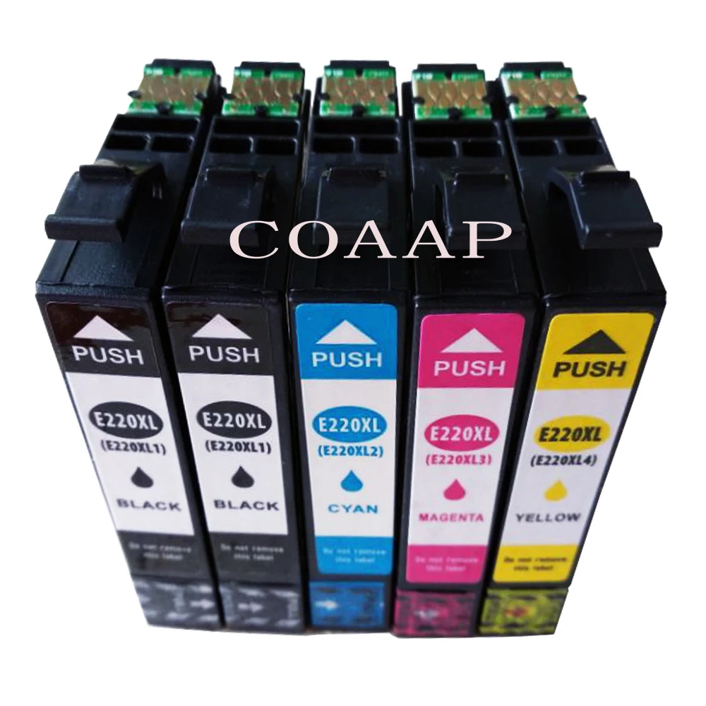 5 Pack 220 T220 xl compatible Ink Cartridges For Epson XP 320 420 424 WorkForce 2630 2650 2660