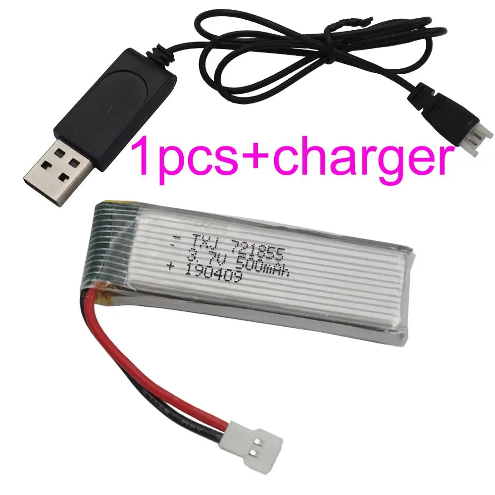 Charger +1pcs 3.7V 500mAh 1.85Wh 25C Polymer Lipo Li Battery 721855 XH254 For H07 U815A U818A U81 RC Quadcopter Helicopter Drone